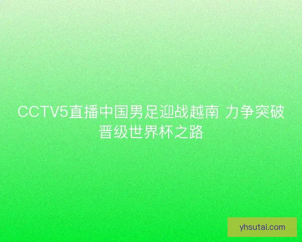 CCTV5直播中国男足迎战越南 力争突破晋级世界杯之路