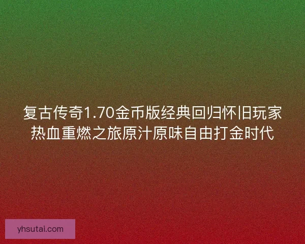 复古传奇1.70金币版经典回归怀旧玩家热血重燃之旅原汁原味自由打金时代